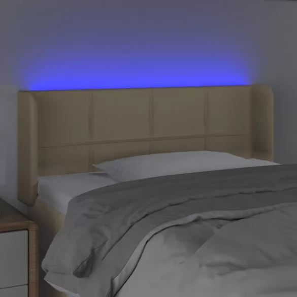 krémszínű szövet LED-es fejtámla 93 x 16 x 78/88 cm