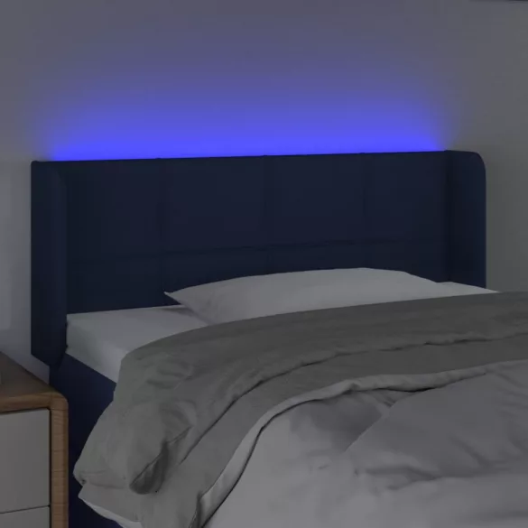 kék szövet LED-es fejtámla 93 x 16 x 78/88 cm