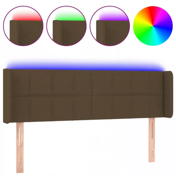 sötétbarna szövet LED-es fejtámla 147 x 16 x 78/88 cm