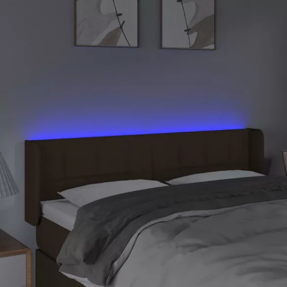 sötétbarna szövet LED-es fejtámla 147 x 16 x 78/88 cm