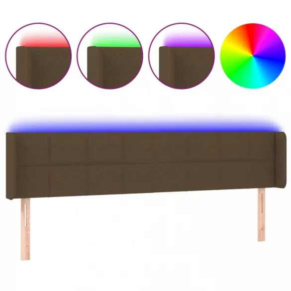 sötétbarna szövet LED-es fejtámla 163 x 16 x 78/88 cm