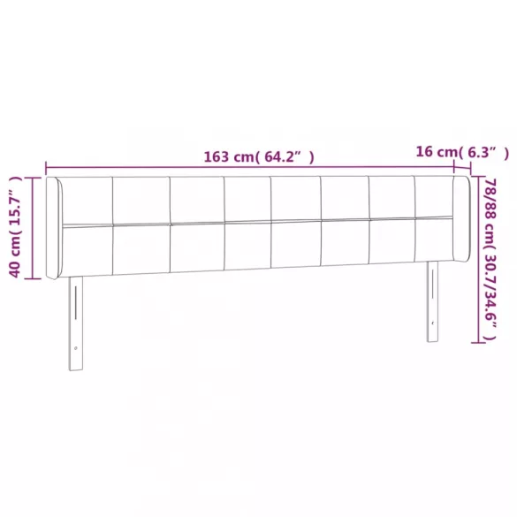 sötétbarna szövet LED-es fejtámla 163 x 16 x 78/88 cm
