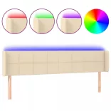 krémszínű szövet LED-es fejtámla 203 x 16 x 78/88 cm