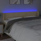 krémszínű szövet LED-es fejtámla 203 x 16 x 78/88 cm