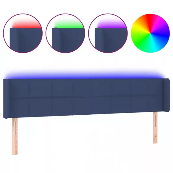 kék szövet LED-es fejtámla 203 x 16 x 78/88 cm