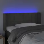 sötétszürke bársony LED-es fejtámla 83 x 16 x 78/88 cm