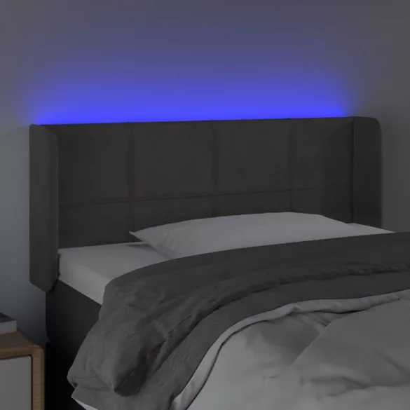 sötétszürke bársony LED-es fejtámla 83 x 16 x 78/88 cm
