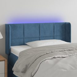 sötétkék bársony LED-es fejtámla 83 x 16 x 78/88 cm