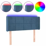 sötétkék bársony LED-es fejtámla 83 x 16 x 78/88 cm