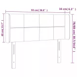 sötétszürke bársony LED-es fejtámla 93 x 16 x 78/88 cm