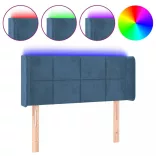 sötétkék bársony LED-es fejtámla 103 x 16 x 78/88 cm