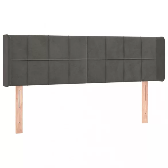 sötétszürke bársony LED-es fejtámla 147 x 16 x 78/88 cm