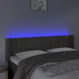 sötétszürke bársony LED-es fejtámla 147 x 16 x 78/88 cm