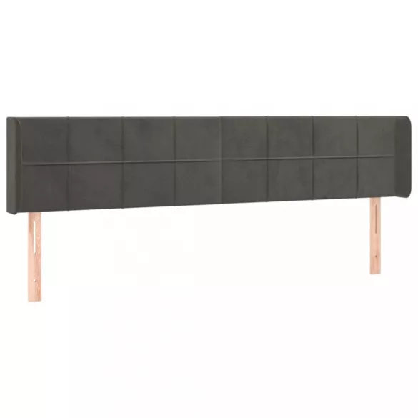 sötétszürke bársony LED-es fejtámla 163 x 16 x 78/88 cm