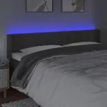 sötétszürke bársony LED-es fejtámla 163 x 16 x 78/88 cm