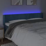 sötétkék bársony LED-es fejtámla 163 x 16 x 78/88 cm