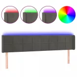 sötétszürke bársony LED-es fejtámla 183 x 16 x 78/88 cm