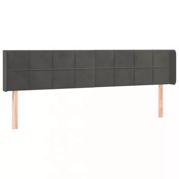 sötétszürke bársony LED-es fejtámla 183 x 16 x 78/88 cm