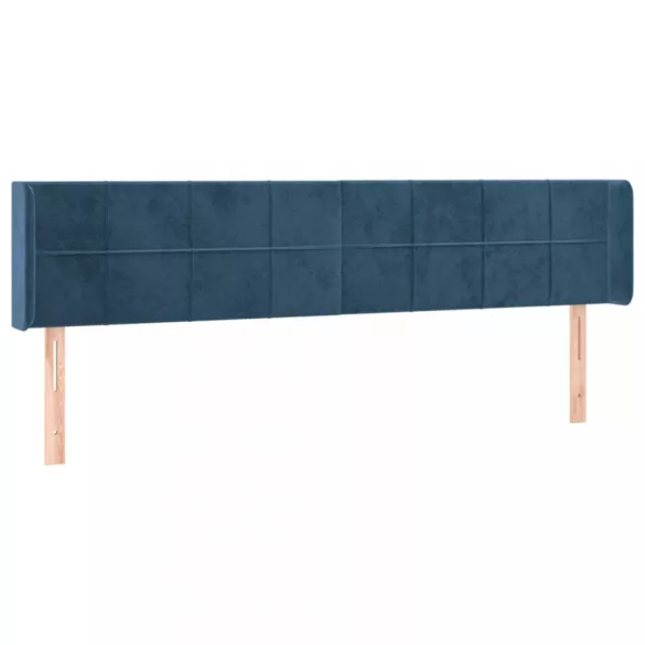 sötétkék bársony LED-es fejtámla 183 x 16 x 78/88 cm