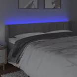 világosszürke bársony LED-es fejtámla 203 x 16 x 78/88 cm
