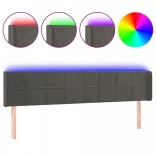 sötétszürke bársony LED-es fejtámla 203 x 16 x 78/88 cm