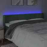 sötétzöld bársony LED-es fejtámla 203 x 16 x 78/88 cm