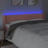 rózsaszín bársony LED-es fejtámla 203x16x78/88 cm