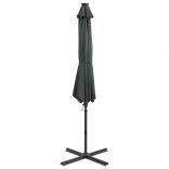 antracitszürke konzolos napernyő rúddal és LED-fényekkel 300 cm