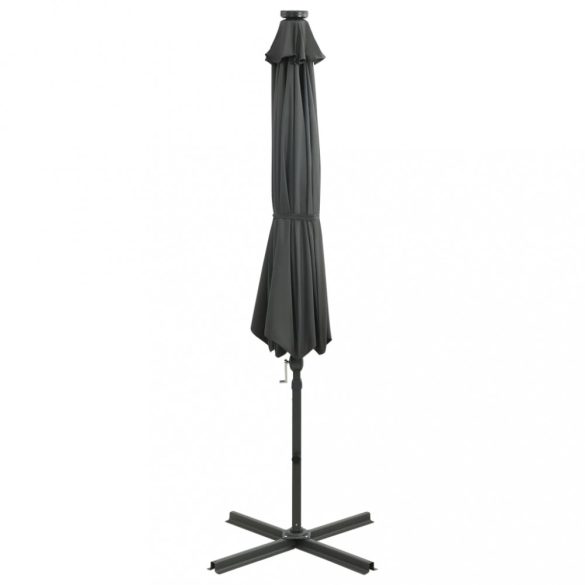 antracitszürke konzolos napernyő rúddal és LED-fényekkel 300 cm