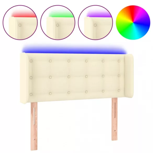 krémszínű műbőr LED-es fejtámla 83 x 16 x 78/88 cm
