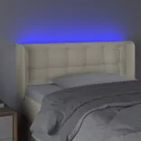 krémszínű műbőr LED-es fejtámla 83 x 16 x 78/88 cm