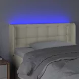 krémszínű műbőr LED-es fejtámla 93 x 16 x 78/88 cm