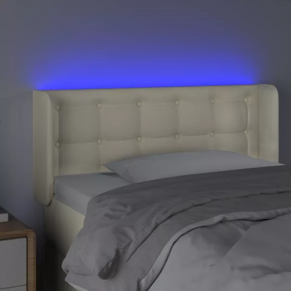 krémszínű műbőr LED-es fejtámla 93 x 16 x 78/88 cm