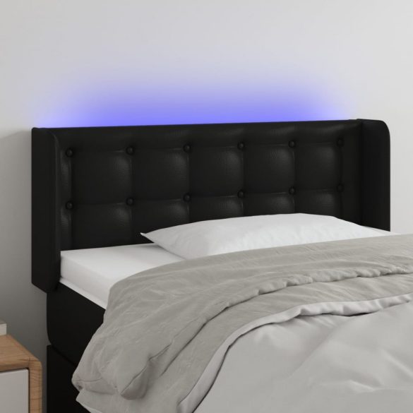 fekete műbőr LED-es fejtámla 103 x 16 x 78/88 cm