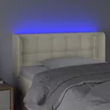 krémszínű műbőr LED-es fejtámla 103 x 16 x 78/88 cm