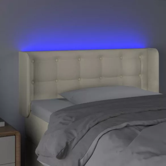 krémszínű műbőr LED-es fejtámla 103 x 16 x 78/88 cm