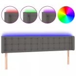 szürke műbőr LED-es fejtámla 163x16x78/88 cm