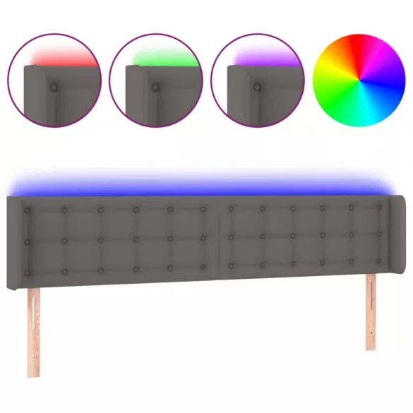 szürke műbőr LED-es fejtámla 163x16x78/88 cm