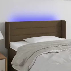 sötétbarna szövet LED-es fejtámla 83 x 16 x 78/88 cm