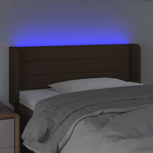 sötétbarna szövet LED-es fejtámla 93 x 16 x 78/88 cm