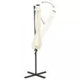 homokszínű konzolos napernyő rúddal és LED-fényekkel 300 cm