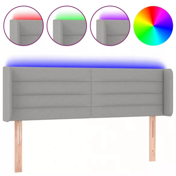 világosszürke szövet LED-es fejtámla 147 x 16 x 78/88 cm