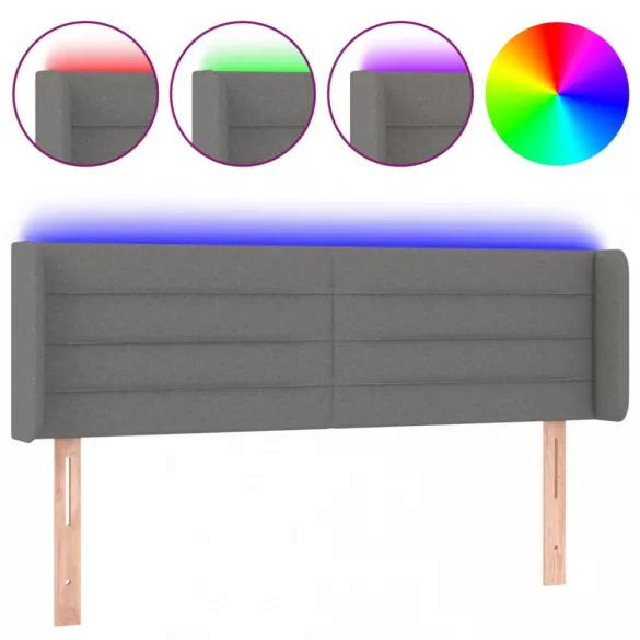 sötétszürke szövet LED-es fejtámla 147 x 16 x 78/88 cm