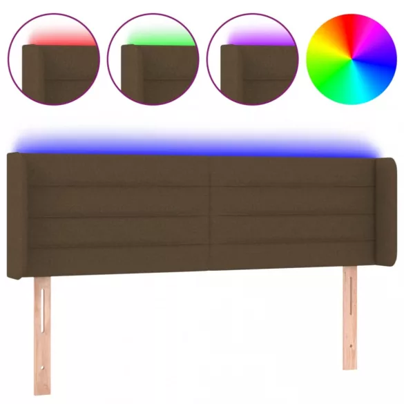 sötétbarna szövet LED-es fejtámla 147 x 16 x 78/88 cm