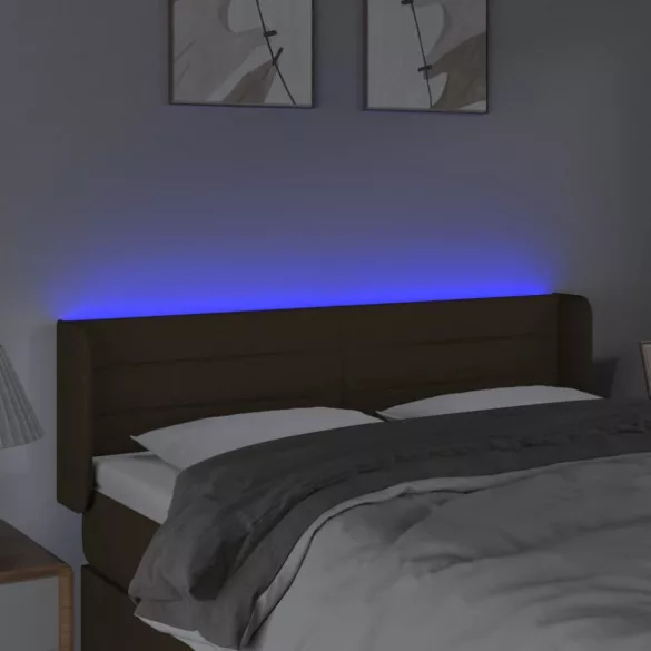 sötétbarna szövet LED-es fejtámla 147 x 16 x 78/88 cm