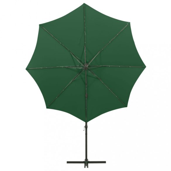 zöld konzolos napernyő rúddal és LED-fényekkel 300 cm