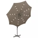 tópszínű konzolos napernyő rúddal és LED-fényekkel 300 cm