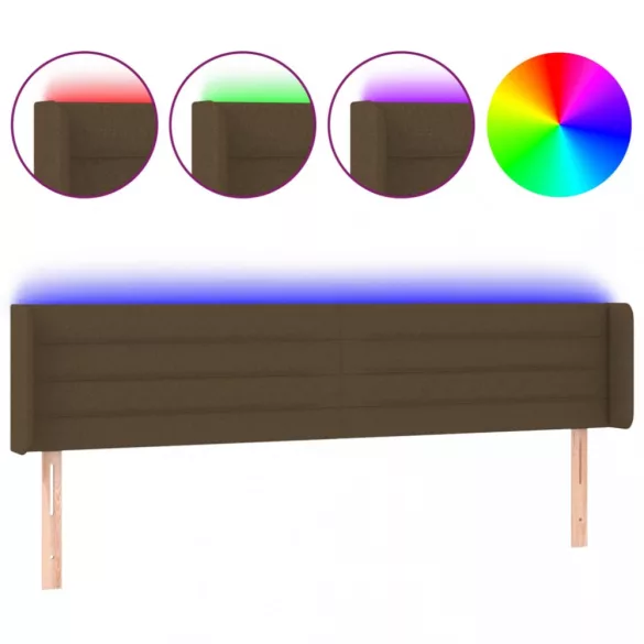 sötétbarna szövet LED-es fejtámla 203 x 16 x 78/88 cm