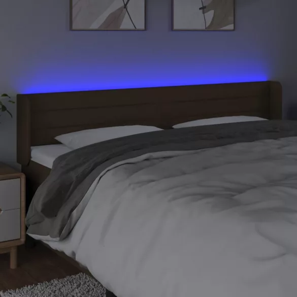 sötétbarna szövet LED-es fejtámla 203 x 16 x 78/88 cm