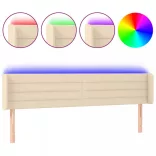 krémszínű szövet LED-es fejtámla 203 x 16 x 78/88 cm